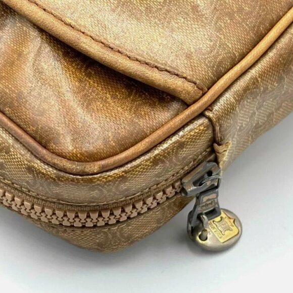 Vintage CELINE Clutch Bag Macadam Pouch Purse PVC Brown 100% Authentic - Picture 8 of 15